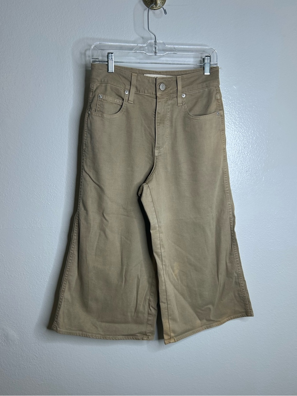 NWT AMO Gabriela Culotte Tan Khaki Long Shorts FLAWED Size 27